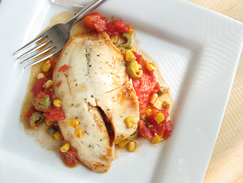 Tilapia with Tomatoes, Capers & Olives