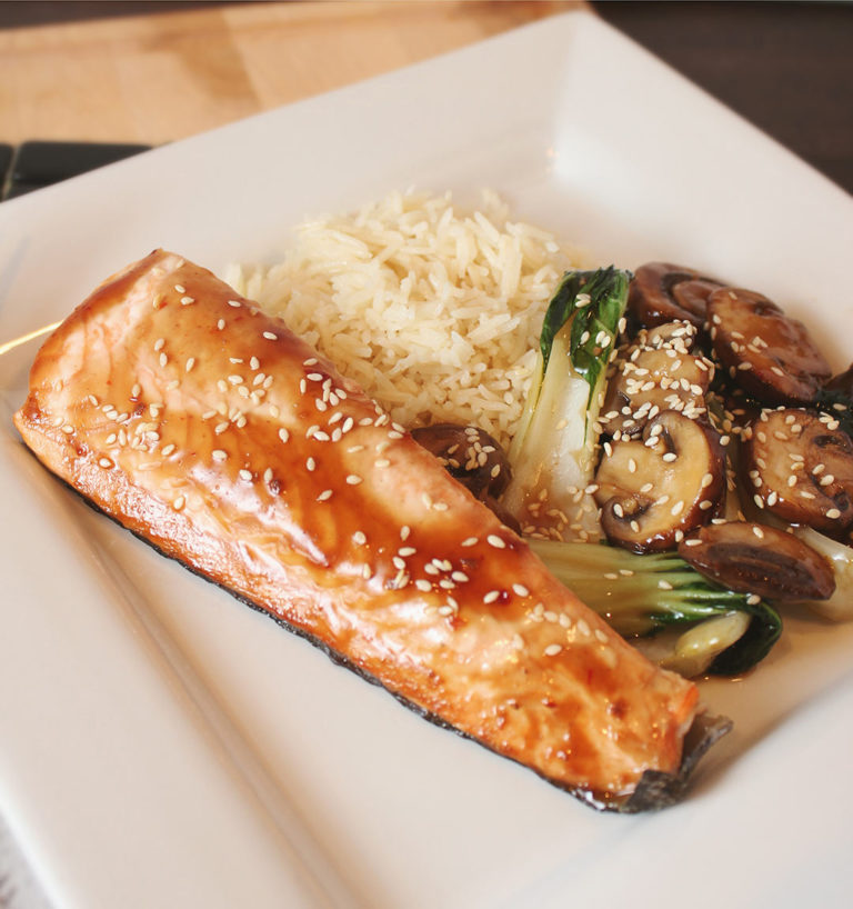 Healthy Teriyaki Salmon with Bok Choy & Mushrooms