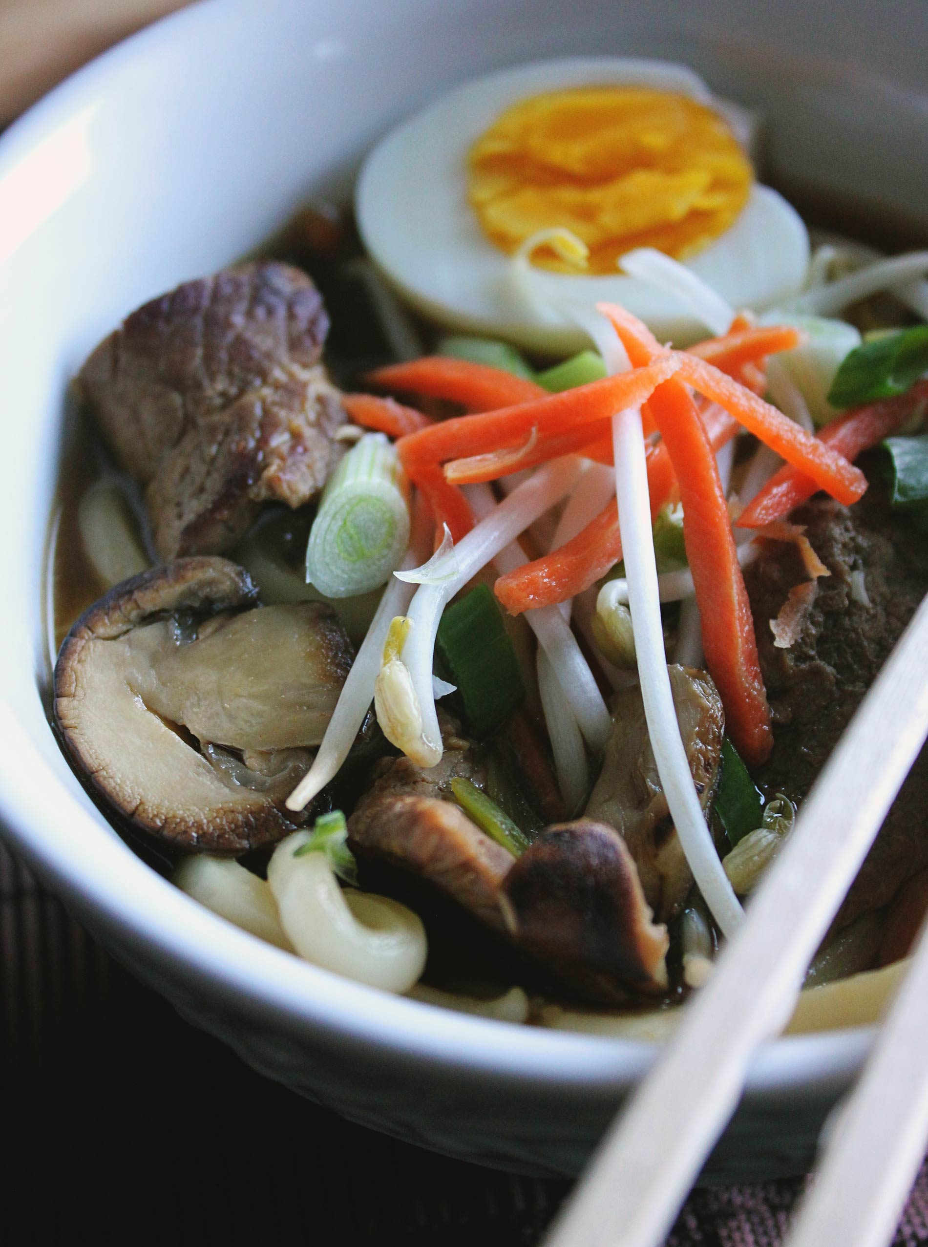 Spicy Beef and Mushroom Udon Soup
