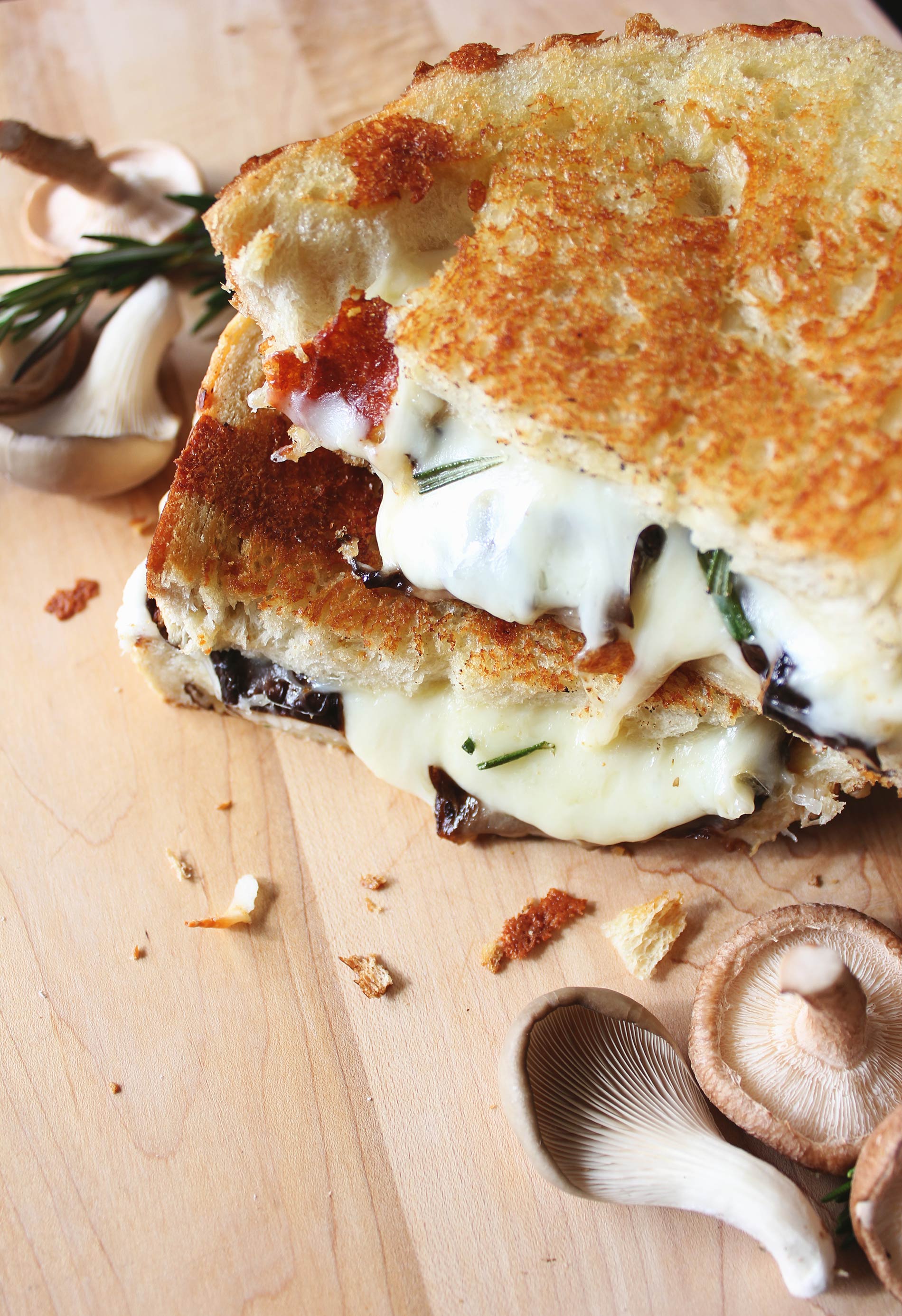 Mozzarella Grilled Cheese with Balsamic Roasted Mushrooms