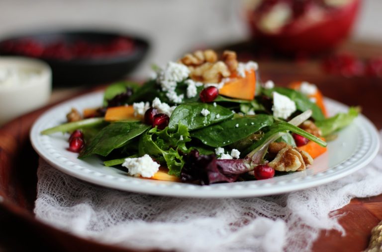 Pomegranate, Persimmon & Goat Cheese Salad