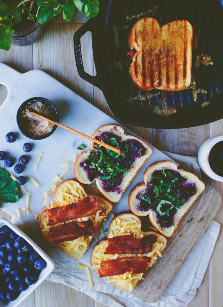 Bacon, Blueberry and Basil Grilled Cheese