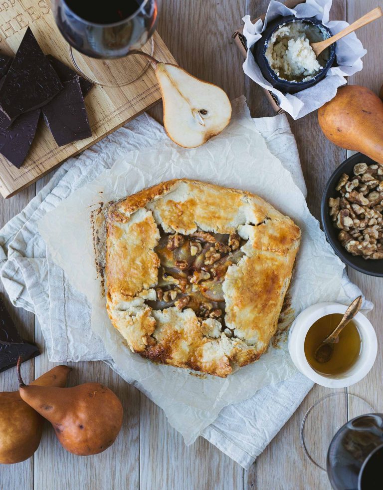 Pear Galette with Honey, Walnuts and Blue Cheese