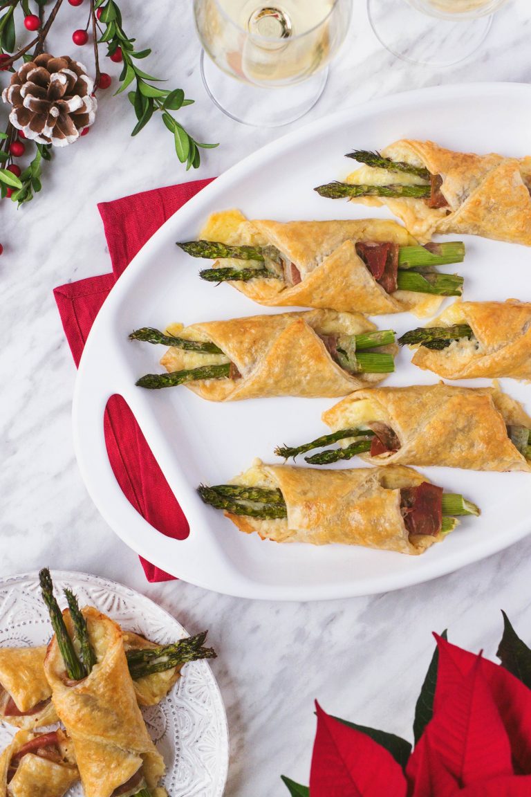 Pastry-Wrapped Asparagus with Prosciutto & Two Cheeses
