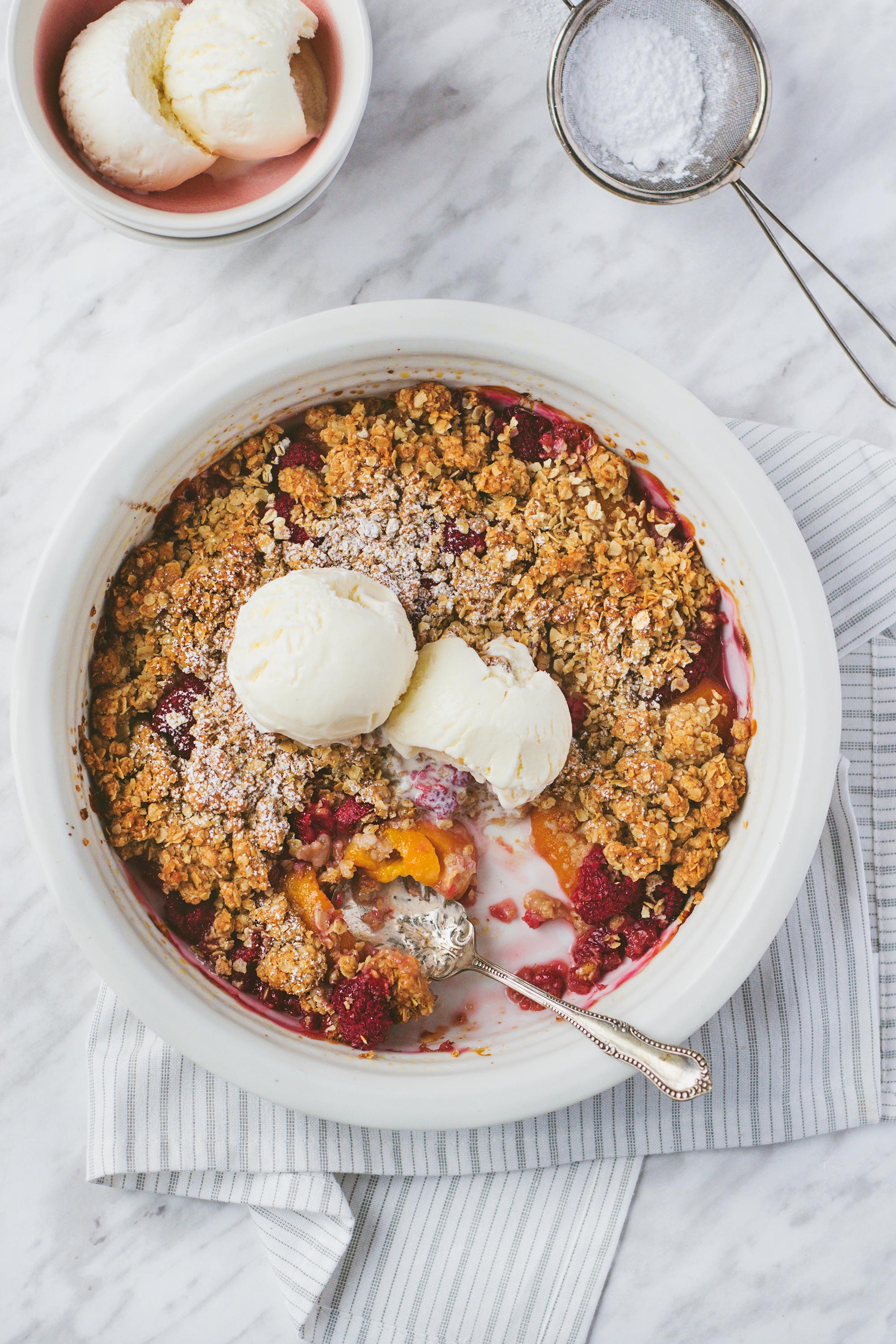 Peach and Raspberry Crisp for Valentine's Day